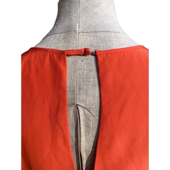 Parker Silk Colorblock Chemise Dress Keyhole Neck Orange Tan Size Small - Picture 7 of 11